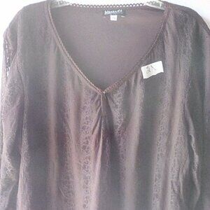 Womens brown vneck top size 2x b.i.y.a.y.c.d.a. brand - $15.00
